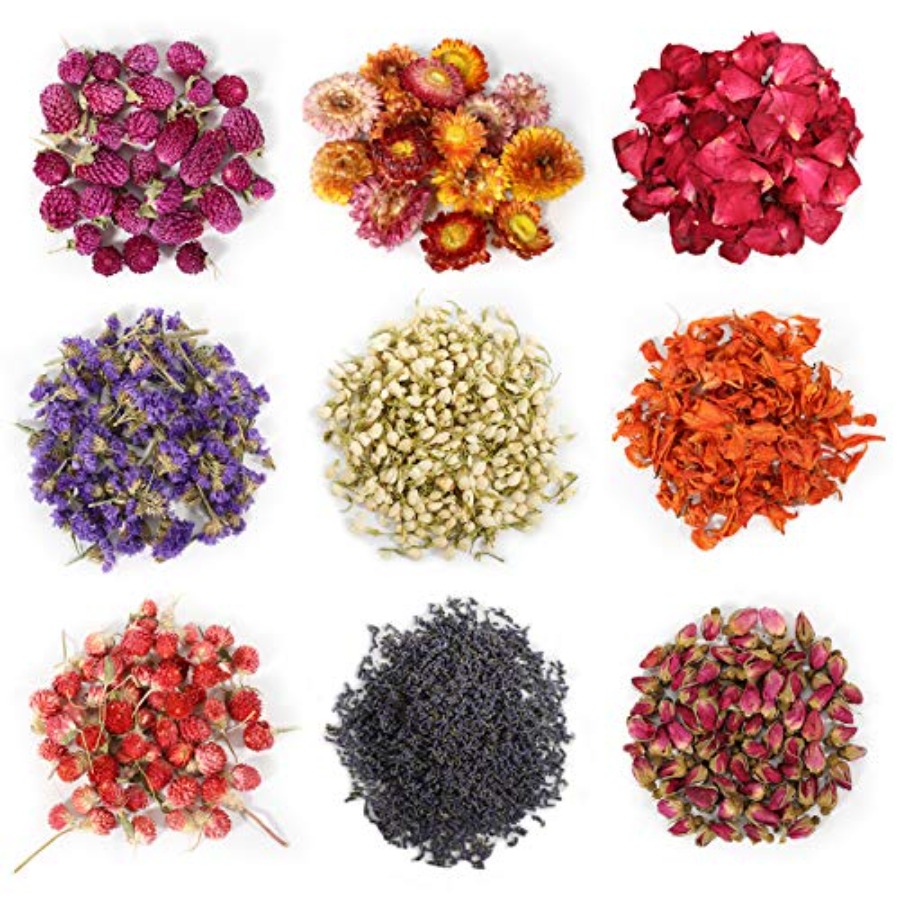 Dried Herbs - 9 أكياس من الزهور المجففة، مجموعة